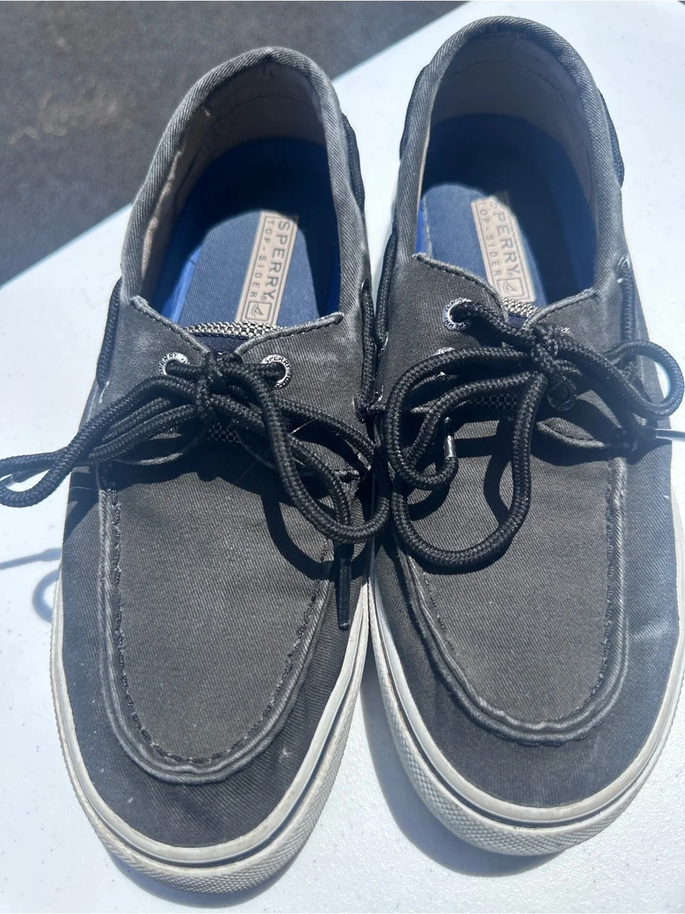 Sperry Men’s Black Canvas Lace-Up Boat Shoes